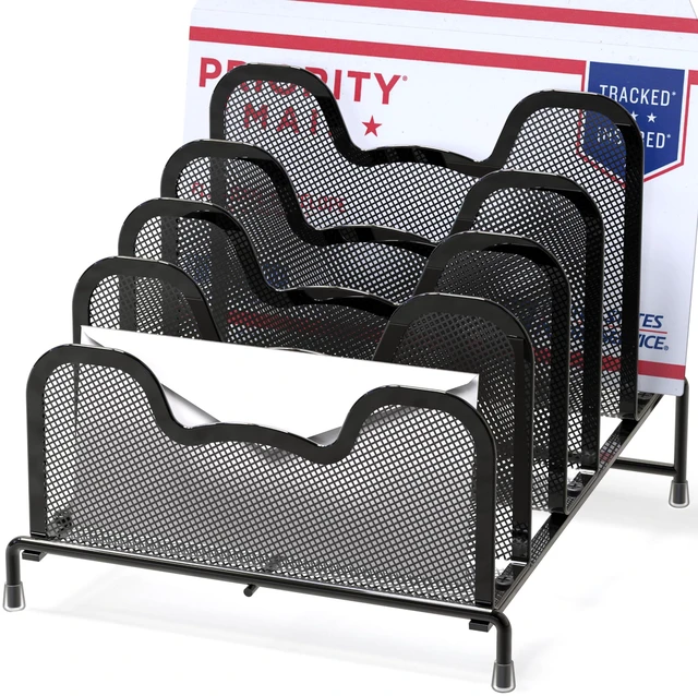 Main image of Desk 5 Sections Step File Sorter Organizer, Black