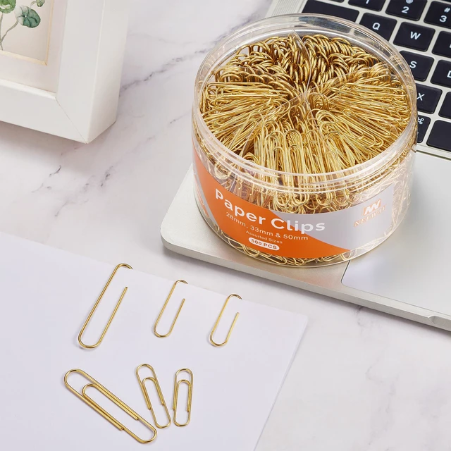 Alt view image 4 of 6 - 500pcs Gold Paper Clips Assorted Sizes Small, Medium and Large Paperclips for Paperwork Ideal for Home, School and Office Use