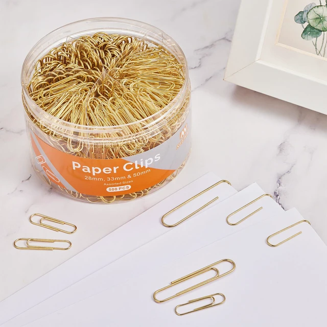 Alt view image 5 of 6 - 500pcs Gold Paper Clips Assorted Sizes Small, Medium and Large Paperclips for Paperwork Ideal for Home, School and Office Use