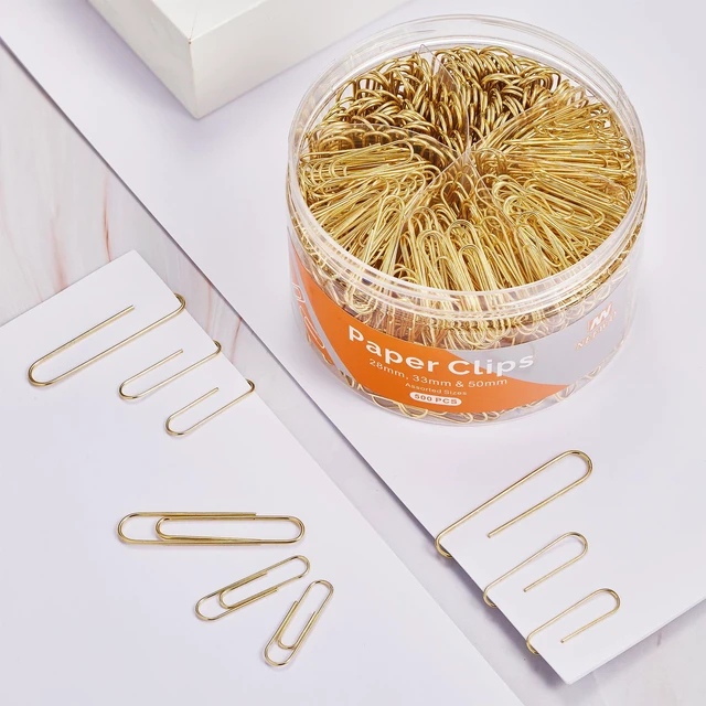 Alt view image 6 of 6 - 500pcs Gold Paper Clips Assorted Sizes Small, Medium and Large Paperclips for Paperwork Ideal for Home, School and Office Use