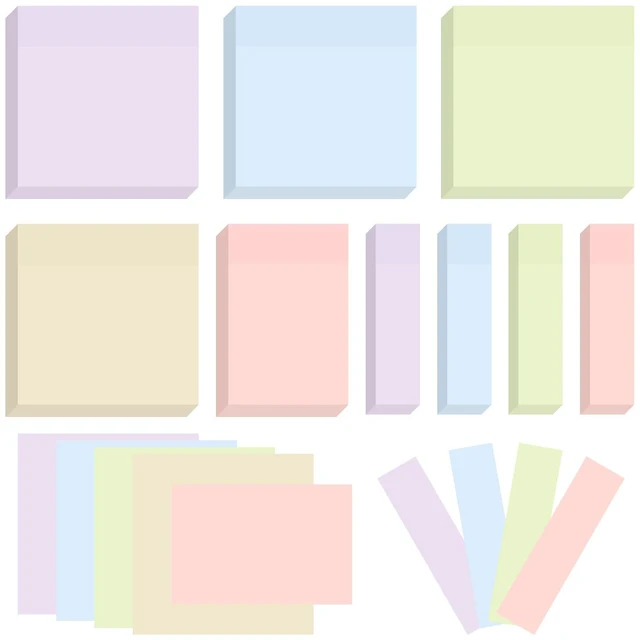 Main image of 6 Pads Soft Pastel Sticky Notes, Memo Sticky Note, Colorful Self-Stick Note Easy to Post for Office School Home Study (3x3 & 3x2 & 3x0.7 Inch)