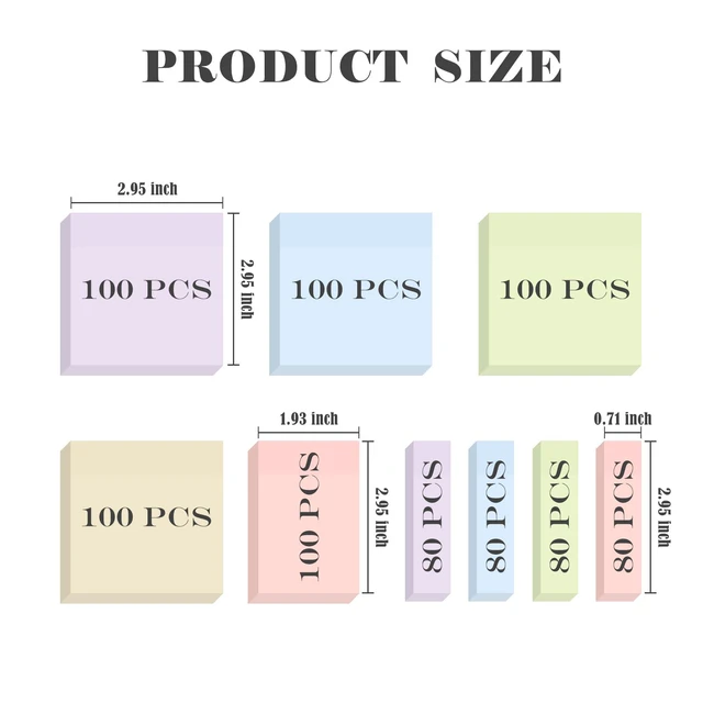 Alt view image 2 of 7 - 6 Pads Soft Pastel Sticky Notes, Memo Sticky Note, Colorful Self-Stick Note Easy to Post for Office School Home Study (3x3 & 3x2 & 3x0.7 Inch)