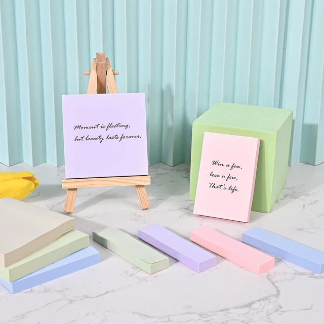 Alt view image 6 of 7 - 6 Pads Soft Pastel Sticky Notes, Memo Sticky Note, Colorful Self-Stick Note Easy to Post for Office School Home Study (3x3 & 3x2 & 3x0.7 Inch)
