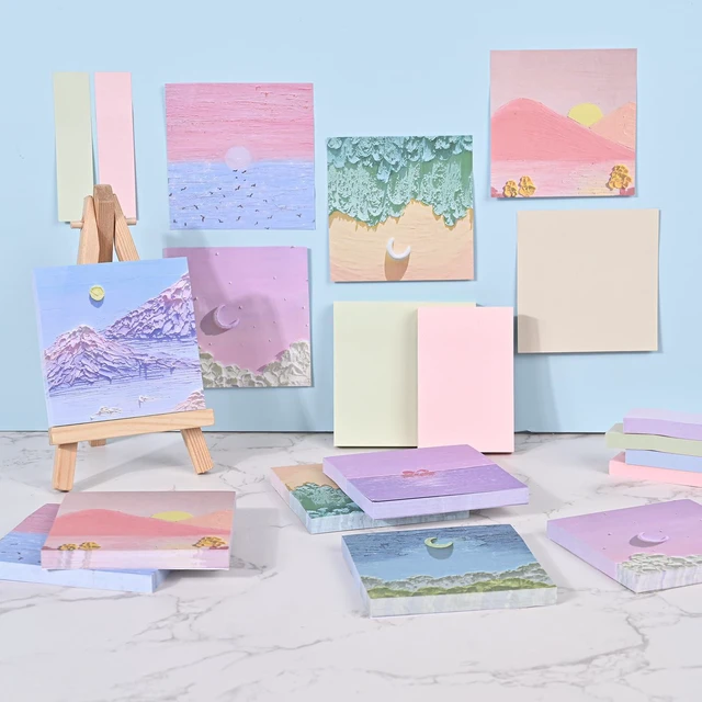 Alt view image 7 of 7 - 6 Pads Soft Pastel Sticky Notes, Memo Sticky Note, Colorful Self-Stick Note Easy to Post for Office School Home Study (3x3 & 3x2 & 3x0.7 Inch)