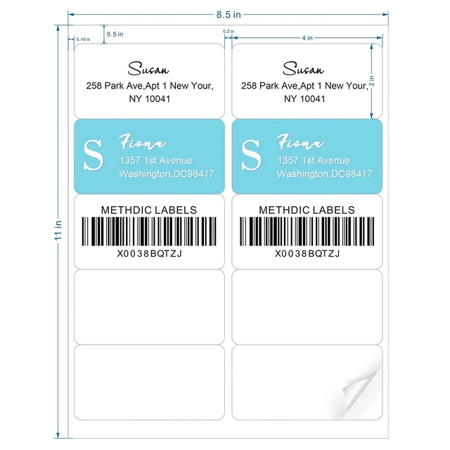Alt view image 2 of 6 - Shipping Labels 2"×4" 300 Labels Sticker Paper for Laser/Ink Jet Printer Mailing Labels 8.5"*11" White 10 per Sheet