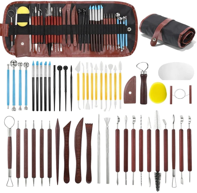 Main image of 48PCS Pottery Tools Kit for Sculpting, Polymer Clay Tools Kit, Ceramics Modeling Tool, Clay Carving Tool with a Storage Bag, for DIY Handcraft Modeling, Trimming, Shaping, Carving, Dotting