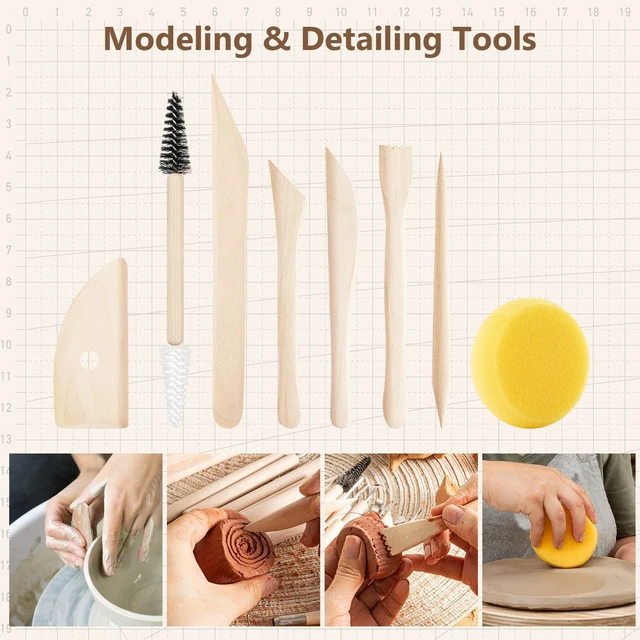 Alt view image 4 of 4 - 36PCS Pottery & Clay Sculpting Tools, Ceramics Polymer Tools Set, Clay Modeling Tools with Case for Air Dry Clay, Carving, Molding, Pottery Wheel, Crafting Supplies, Pros, Beginners, Adults