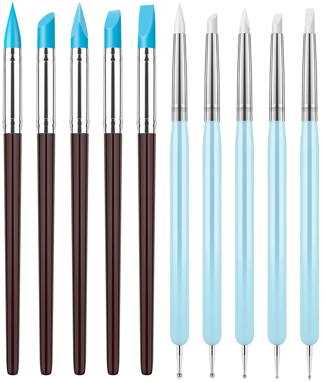 Main image of 10Pcs Silicone Clay Sculpting Tool, Modeling Dotting Tool | Pottery Craft use for DIY Handicraft, Silicone Brush, Sculpture Pottery, Nail Art
