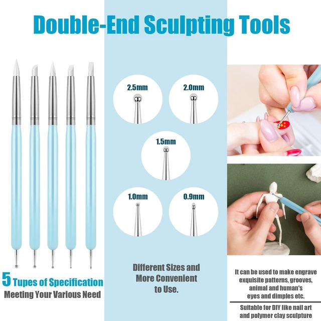 Alt view image 3 of 7 - 10Pcs Silicone Clay Sculpting Tool, Modeling Dotting Tool | Pottery Craft use for DIY Handicraft, Silicone Brush, Sculpture Pottery, Nail Art