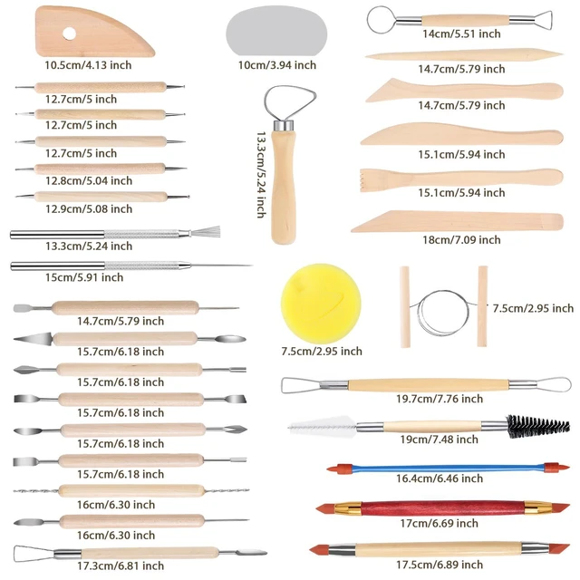 Alt view image 2 of 7 - Pottery Sculpting Tools 32PCS Ceramic Clay Carving Tools Set