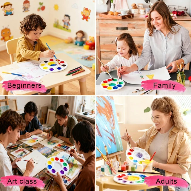 Alt view image 6 of 7 - 22PCS Paint Tray Palettes,Plastic Paint Pallets for Kids or Adult to Paint | Artist Paint Tray Palette,Paint Palettes for Kids,Student to Craft Supplies DIY Art Painting on School Project or Art Class