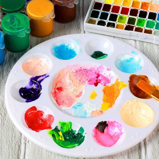 Alt view image 4 of 7 - 20PCS Paint Palette, Paint Tray Palette, Round Paint Trays | Painting Supplies for Kids & Adults, Plastic Paint Palette Tray, Paint Pallets for Students or School Art Painting or Project