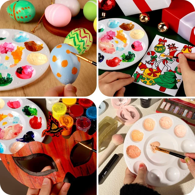 Alt view image 5 of 7 - 20PCS Paint Palette, Paint Tray Palette, Round Paint Trays | Painting Supplies for Kids & Adults, Plastic Paint Palette Tray, Paint Pallets for Students or School Art Painting or Project