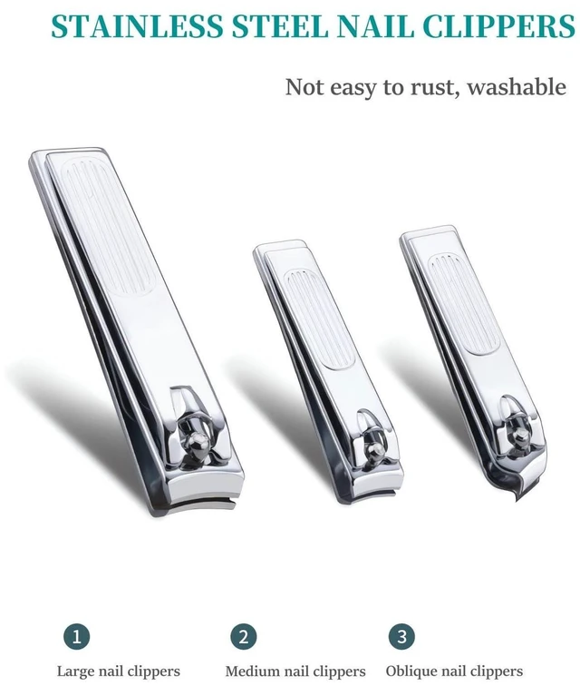 Alt view image 6 of 7 - Nail Clipper Set, 6 Pcs Stainless Steel Fingernail and Toenail Clippers | PU Leather Manicure Set, Purse Essentials Travel Nail Kit Gift Ideas