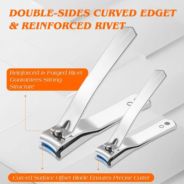 Alt view image 2 of 7 - Nail Clipper Set with Catcher, 3-Piece Sharp Nail Clipper Kit, Carbon Steel | Carbon Steel, Finger and Toe Nail Clipper Set, Nano Glass Nail File,Anti-splash, Offset blades, Compact Travel Kit