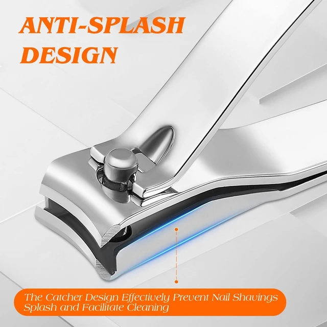 Alt view image 3 of 7 - Nail Clipper Set with Catcher, 3-Piece Sharp Nail Clipper Kit, Carbon Steel | Carbon Steel, Finger and Toe Nail Clipper Set, Nano Glass Nail File,Anti-splash, Offset blades, Compact Travel Kit