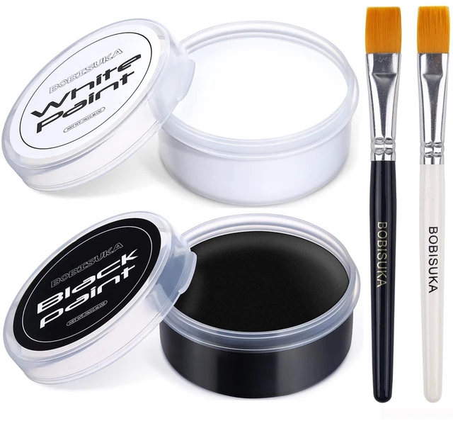 Main image of Blank in the Dark Black + White Oil Face Body Paint Set, Large Capacity Professional Paint Palette Kit with Brushes for Art Theater Halloween Party Cosplay Clown Sfx Makeup for Adults