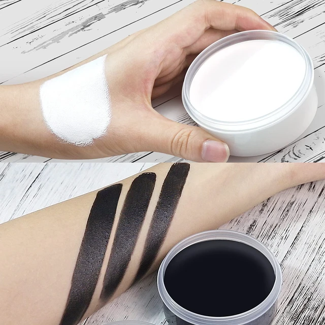 Alt view image 2 of 7 - Blank in the Dark Black + White Oil Face Body Paint Set, Large Capacity Professional Paint Palette Kit with Brushes for Art Theater Halloween Party Cosplay Clown Sfx Makeup for Adults