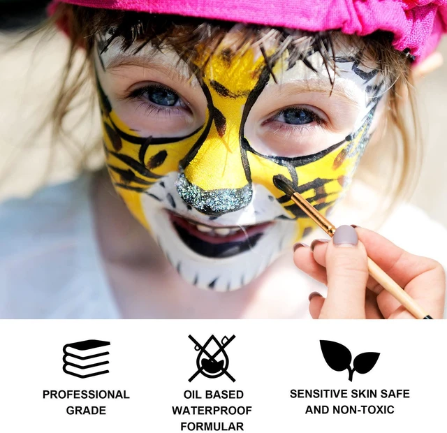 Alt view image 4 of 7 - Blank in the Dark Black + White Oil Face Body Paint Set, Large Capacity Professional Paint Palette Kit with Brushes for Art Theater Halloween Party Cosplay Clown Sfx Makeup for Adults