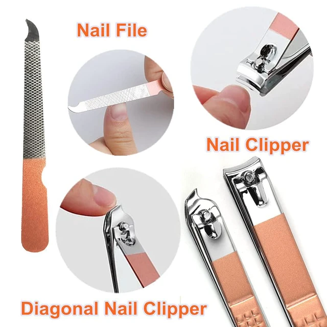 Alt view image 2 of 6 - 7pcs Manicure Set, Nail Clippers Kit, Stainless Steel Manicure Kit, Nail Clipping Tools Portable Travel Grooming Kit, The Best Gift with Luxurious Case(Rose Gold)