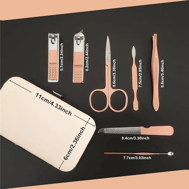 Alt view image 5 of 6 - 7pcs Manicure Set, Nail Clippers Kit, Stainless Steel Manicure Kit, Nail Clipping Tools Portable Travel Grooming Kit, The Best Gift with Luxurious Case(Rose Gold)