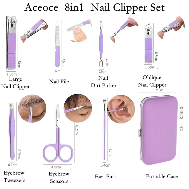 Alt view image 2 of 6 - Manicure Set Women's Nail Clipper Set Nail Kit with Travel Case - Purple, Stainless Steel, Compact, Curved Edge, Perfect for Travel & Everyday Use