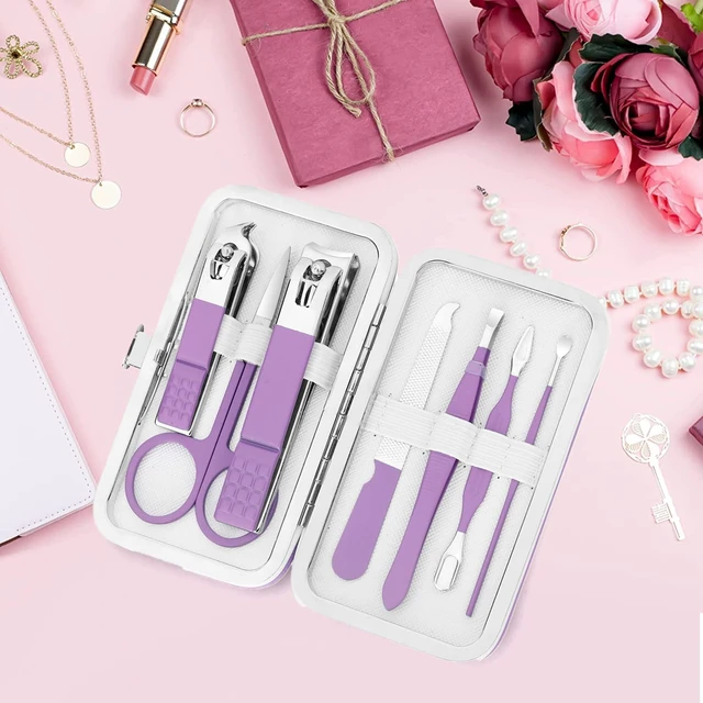 Alt view image 6 of 6 - Manicure Set Women's Nail Clipper Set Nail Kit with Travel Case - Purple, Stainless Steel, Compact, Curved Edge, Perfect for Travel & Everyday Use