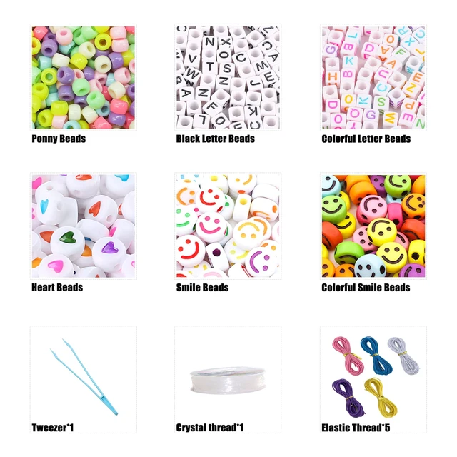 Alt view image 4 of 7 - 24Color 1000PCS Kandi Pony Beads Bracelets Jewelry Making Kits | Necklace Hair Braiding Letter Beads and Charms for DIY Hair Braiding, Craft and Gift for Girls