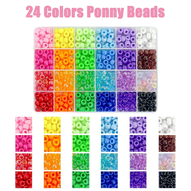 Alt view image 2 of 7 - 24Color 1000PCS Kandi Pony Beads Bracelets Jewelry Making Kits | Necklace Hair Braiding Letter Beads and Charms for DIY Hair Braiding, Craft and Gift for Girls