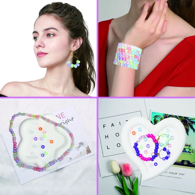 Alt view image 7 of 7 - 24Color 1000PCS Kandi Pony Beads Bracelets Jewelry Making Kits | Necklace Hair Braiding Letter Beads and Charms for DIY Hair Braiding, Craft and Gift for Girls