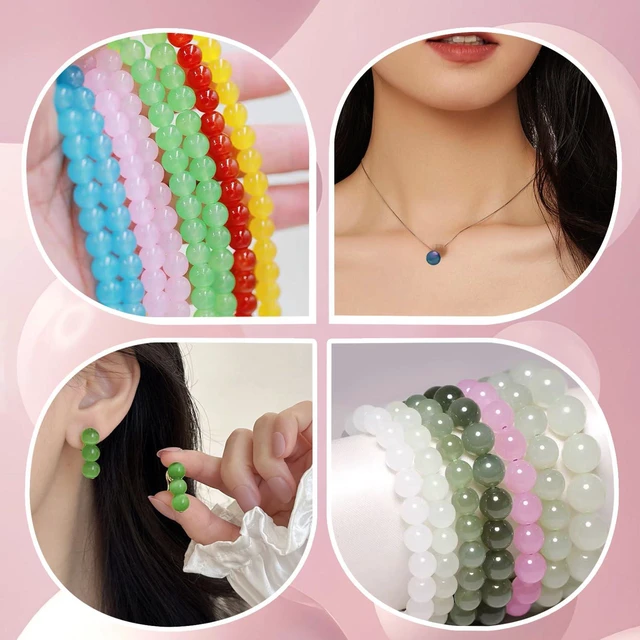 Alt view image 4 of 7 - 8mm 24Color Glass Beads for Bracelets Jewelry Making Kits | 1000PCS Round Crystal Glass Bracelet Beads Making Kit for Jewelry Making Kits Bead DIY Crafts with Spacer Charms Accessories
