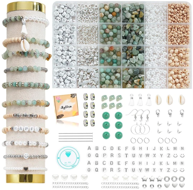 Main image of Bracelet Making Kit Natürliche Perlen Set for Adults Beads for Bracelets Silver Jewelry Making Supplies DIY Jewelry Necklace Earrings (CZ006-Amazonite)