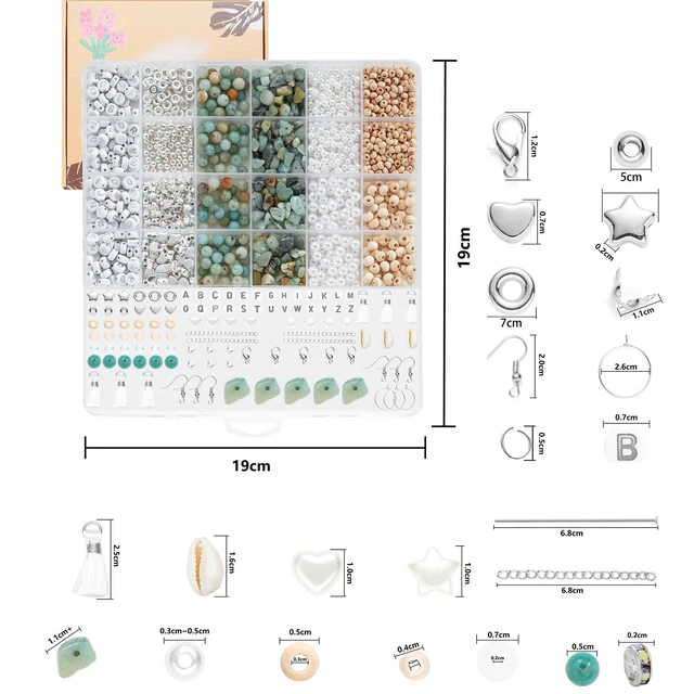 Alt view image 3 of 6 - Bracelet Making Kit Natürliche Perlen Set for Adults Beads for Bracelets Silver Jewelry Making Supplies DIY Jewelry Necklace Earrings (CZ006-Amazonite)