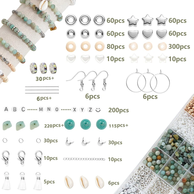 Alt view image 2 of 6 - Bracelet Making Kit Natürliche Perlen Set for Adults Beads for Bracelets Silver Jewelry Making Supplies DIY Jewelry Necklace Earrings (CZ006-Amazonite)