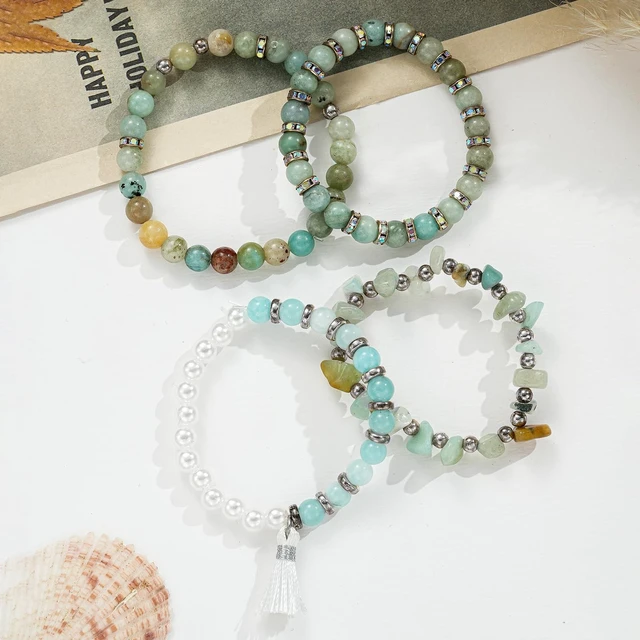 Alt view image 6 of 6 - Bracelet Making Kit Natürliche Perlen Set for Adults Beads for Bracelets Silver Jewelry Making Supplies DIY Jewelry Necklace Earrings (CZ006-Amazonite)