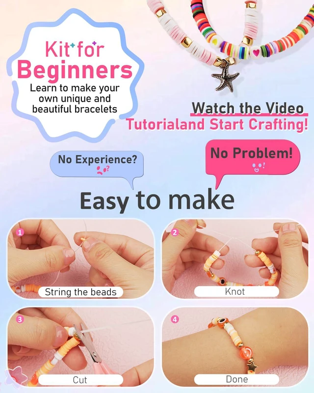 Alt view image 2 of 6 - Bracelet Making Kit for Beginner 5000Pcs Preppy Polymer Friendship Bracelet Making with Charms Kit for Jewelry Making DIY Arts and Crafts Birthday Gifts Toys for Kids Age 6-13