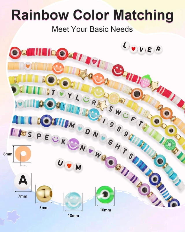 Alt view image 4 of 6 - Bracelet Making Kit for Beginner 5000Pcs Preppy Polymer Friendship Bracelet Making with Charms Kit for Jewelry Making DIY Arts and Crafts Birthday Gifts Toys for Kids Age 6-13