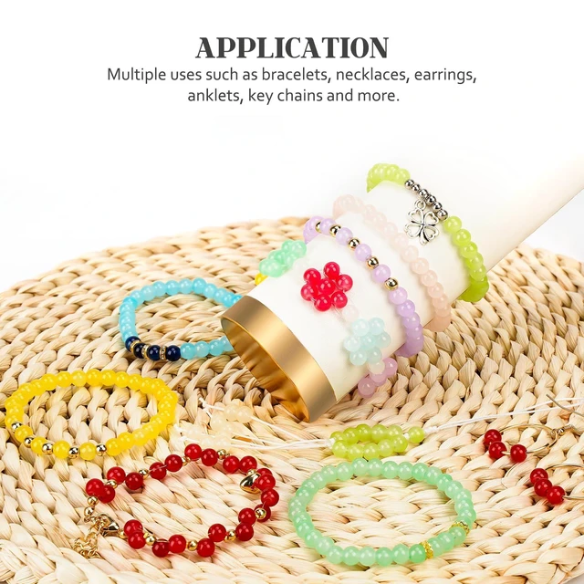 Alt view image 7 of 7 - 6mm Glass Beads Bracelet Making Kit 1400pcs, 24 Colors Crystal Beads for Jewelry Making Round Beads DIY Crafts with Spacer Beads Charms Accessories