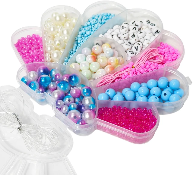 Alt view image 2 of 6 - Beading Kits - Necklace Making Kit & DIY Friendship Bracelet Kit for Girls - Includes 60x 6mm Verbiage, 8mm Pearl Beads & More - Jewelry Making Craft Kit for Kids Ages 6+