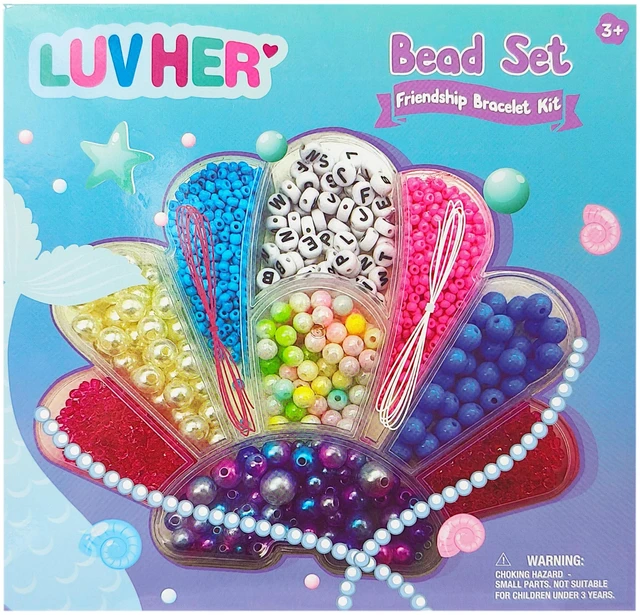 Alt view image 6 of 6 - Beading Kits - Necklace Making Kit & DIY Friendship Bracelet Kit for Girls - Includes 60x 6mm Verbiage, 8mm Pearl Beads & More - Jewelry Making Craft Kit for Kids Ages 6+