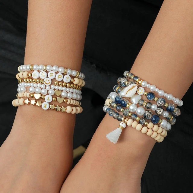 Alt view image 5 of 6 - 6mm/8mm Crackle Glass Beads Bracelet Making Kit Crystal Glass Beads Jewelry Making Kit, Friendship Bracelet kit for DIY Crafts Gifts