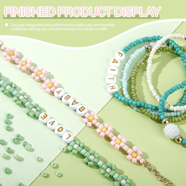 Alt view image 6 of 7 - 3mm Seed Beads for Bracelet Jewelry Making Bracelet Making Kit | 24 Colors Beads | Friendship bracelets kit with letter beads| Gift for adults girls DIY