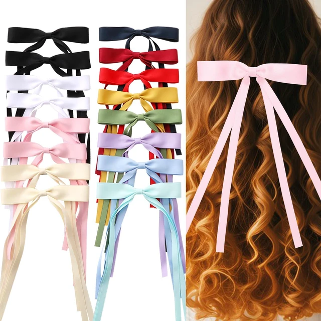 Alt view image 7 of 7 - 16 PCS Hair Bows for Women,Hair Ribbon Hair Bows With Long Tail,Hair Bow Clips Hair Barrettes for Women Accessories
