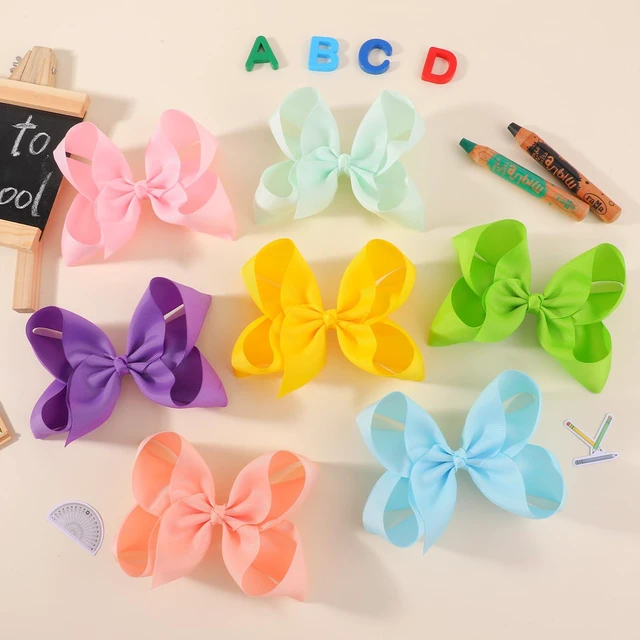 Alt view image 6 of 7 - 20PCS 6 Inch Hair Bows for Girls, Grosgrain Ribbon Hair Clips | Girls Bows 20 Solid Colors Toddler Alligator Clips Back to School Hair Bows for Ponytails, Pigtails and Braids