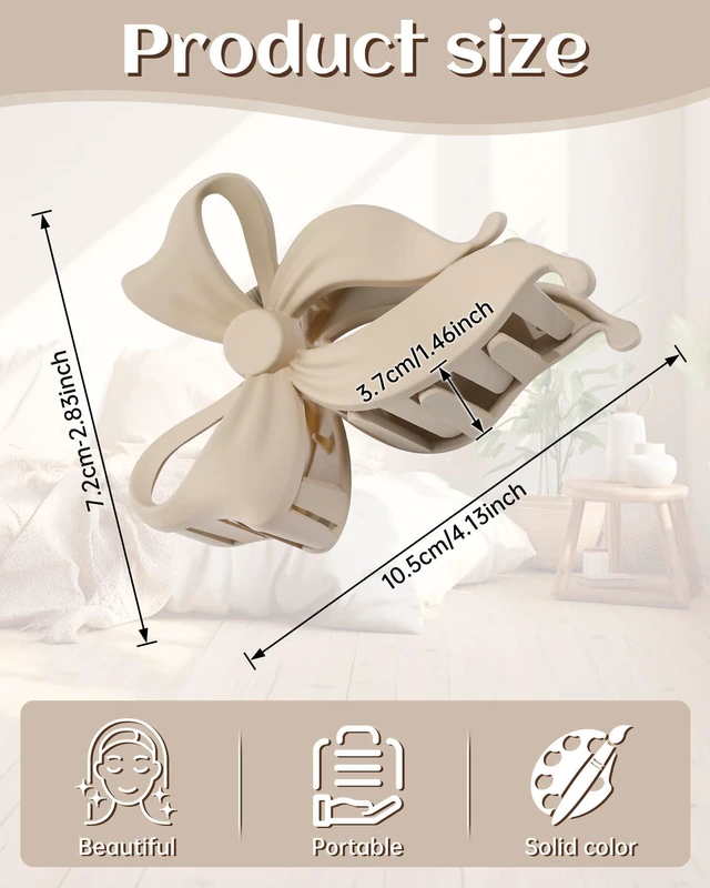 Alt view image 2 of 7 - 4 pack Cute Bow Claw Clip for Women, Nonslip Matte Strong Hold | Bows Hair Clips for Thin and Thick Hair, Chic Hair Styling Accessories