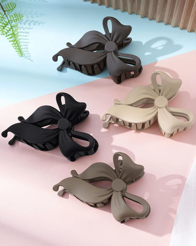 Alt view image 7 of 7 - 4 pack Cute Bow Claw Clip for Women, Nonslip Matte Strong Hold | Bows Hair Clips for Thin and Thick Hair, Chic Hair Styling Accessories