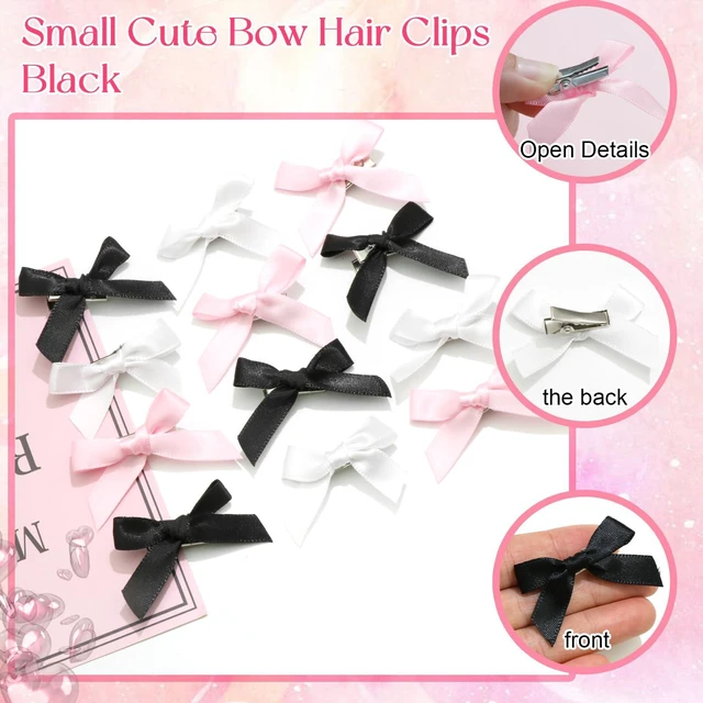 Alt view image 3 of 7 - 30PCS Bow Hair Clips, Pink Satin Material Mini Bowknot Ribbons for Girls, Women Hair Accessories, Non-Slip Hair Clips Cute Barrettes for Women and Girls