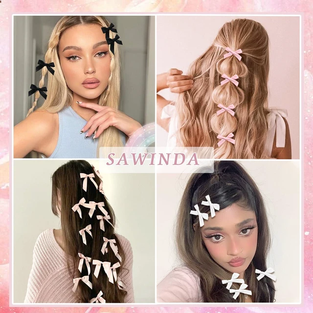 Alt view image 6 of 7 - 30PCS Bow Hair Clips, Pink Satin Material Mini Bowknot Ribbons for Girls, Women Hair Accessories, Non-Slip Hair Clips Cute Barrettes for Women and Girls