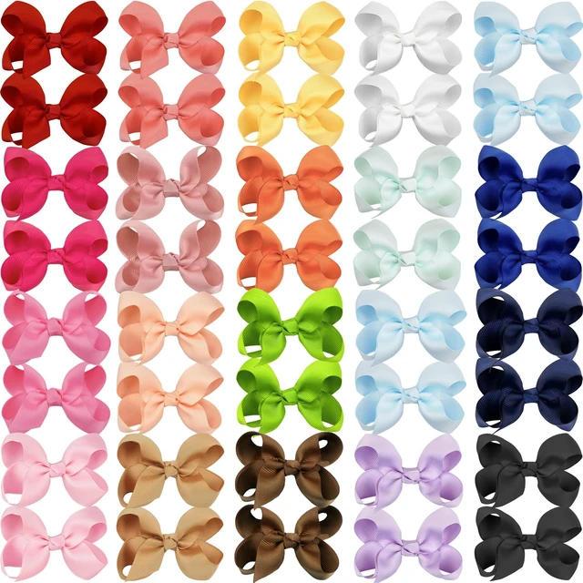 Alt view image 2 of 6 - 40Pcs 3 inch Hair Bows for Girls Grosgrain Ribbon Toddler Back to School Hair Accessories with Alligator Clips for Baby Girls Kids in Pairs