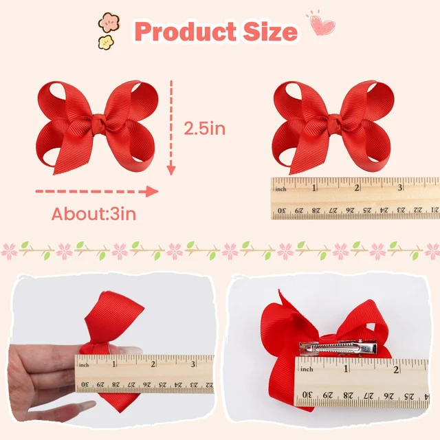 Alt view image 3 of 6 - 40Pcs 3 inch Hair Bows for Girls Grosgrain Ribbon Toddler Back to School Hair Accessories with Alligator Clips for Baby Girls Kids in Pairs